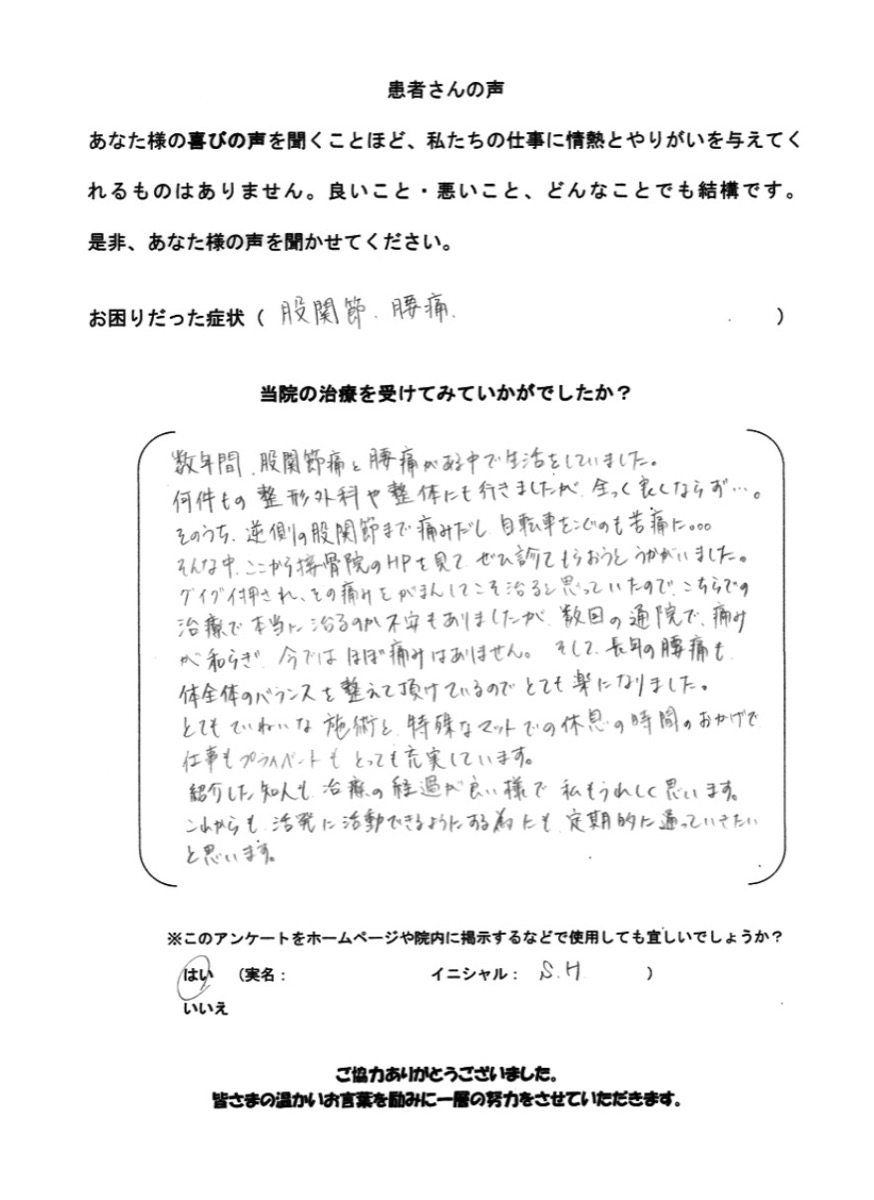 S.H様のアンケート