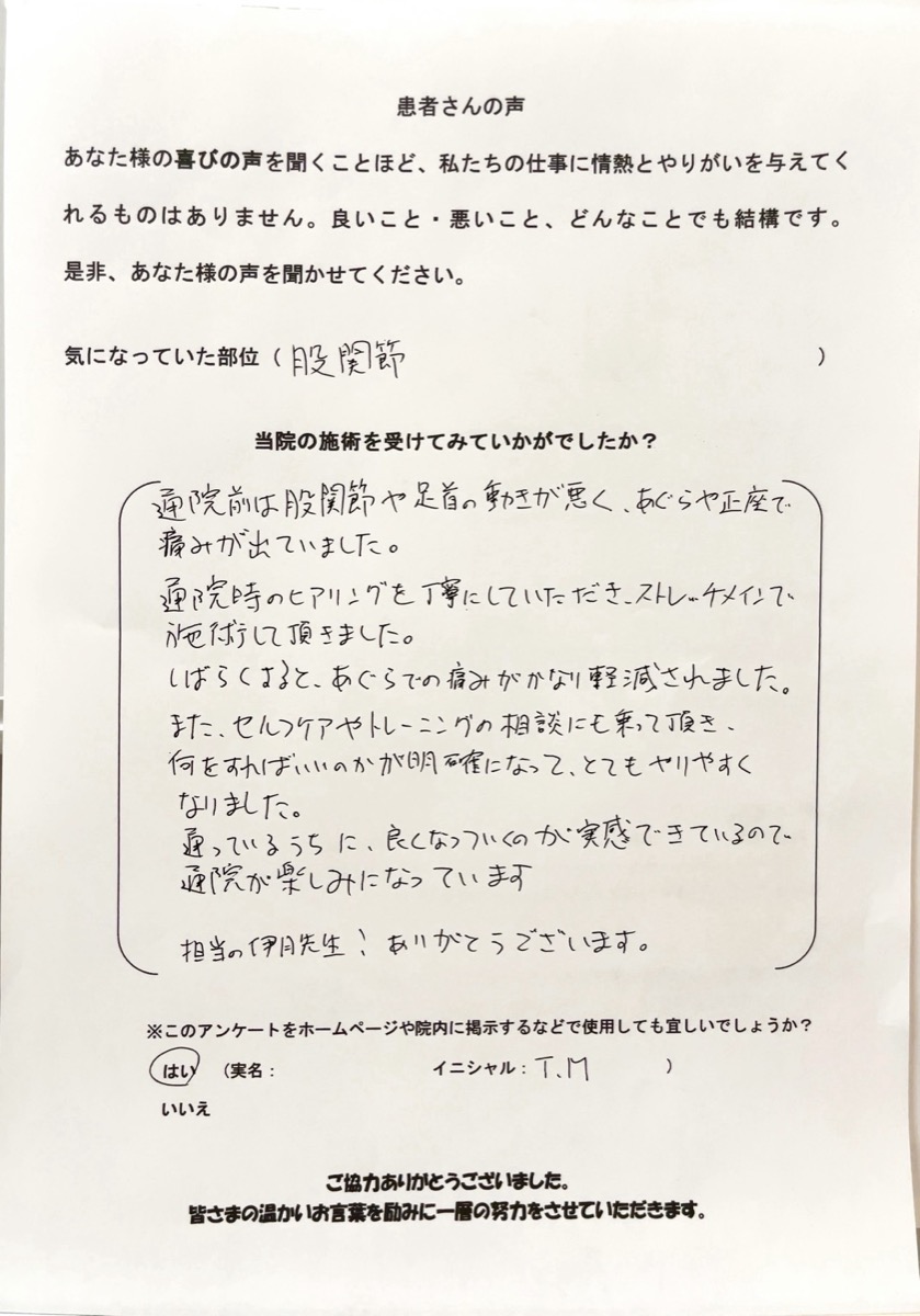 T.M様のアンケート